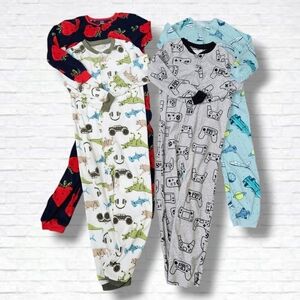 Carters 4 Piece Zip-Up Fleece One Piece Footless Pajamas Size 8-10 Yrs Unisex